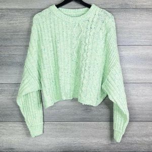 Free People On Your Side Green Knit Sweater